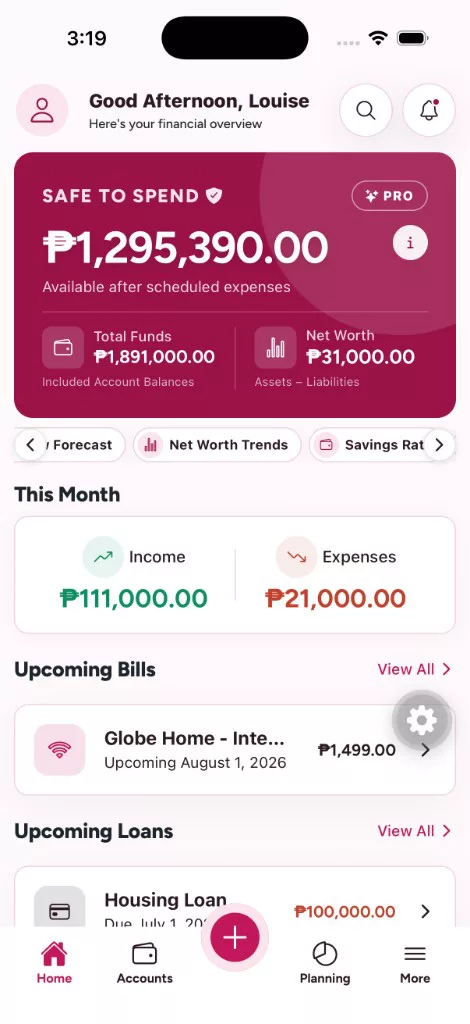 Soft Pink theme dashboard